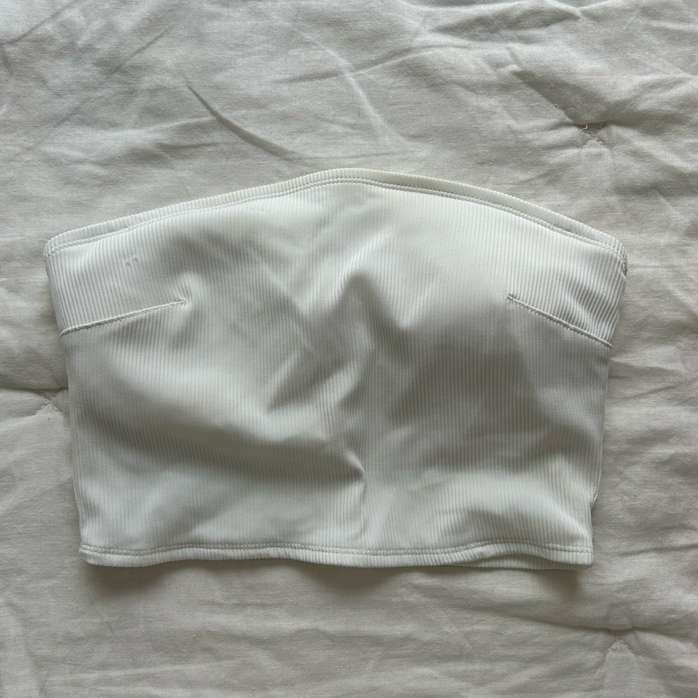 Aerie White bandeau bikini top